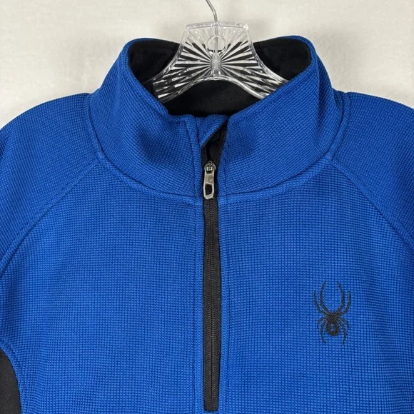 Spyder Sweater Men's L, Blue/Black 1/4 Zip, Knitted, Pullover, Skiing, outdoor - Picture 2 of 10